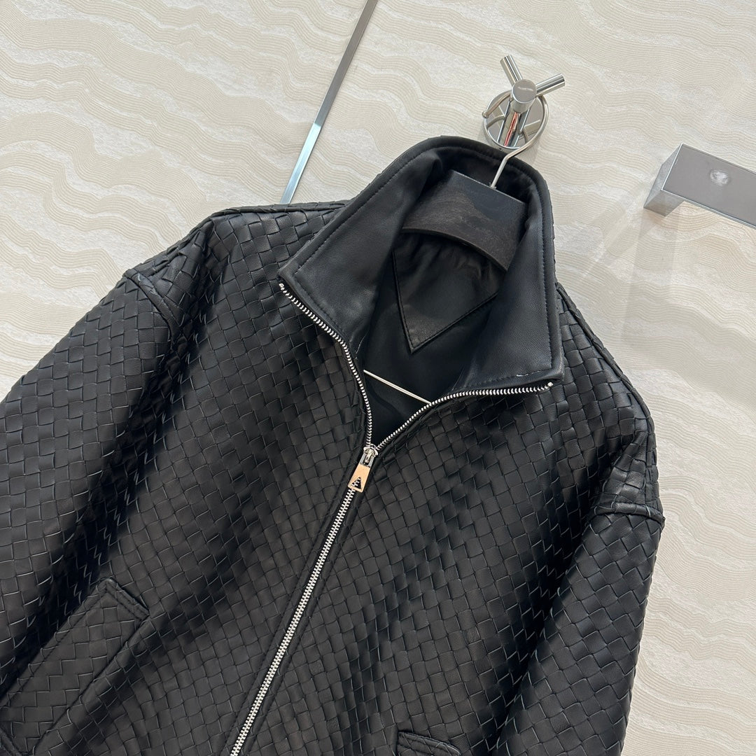 24fw woven leather jacket
