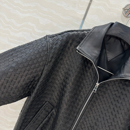 24fw woven leather jacket