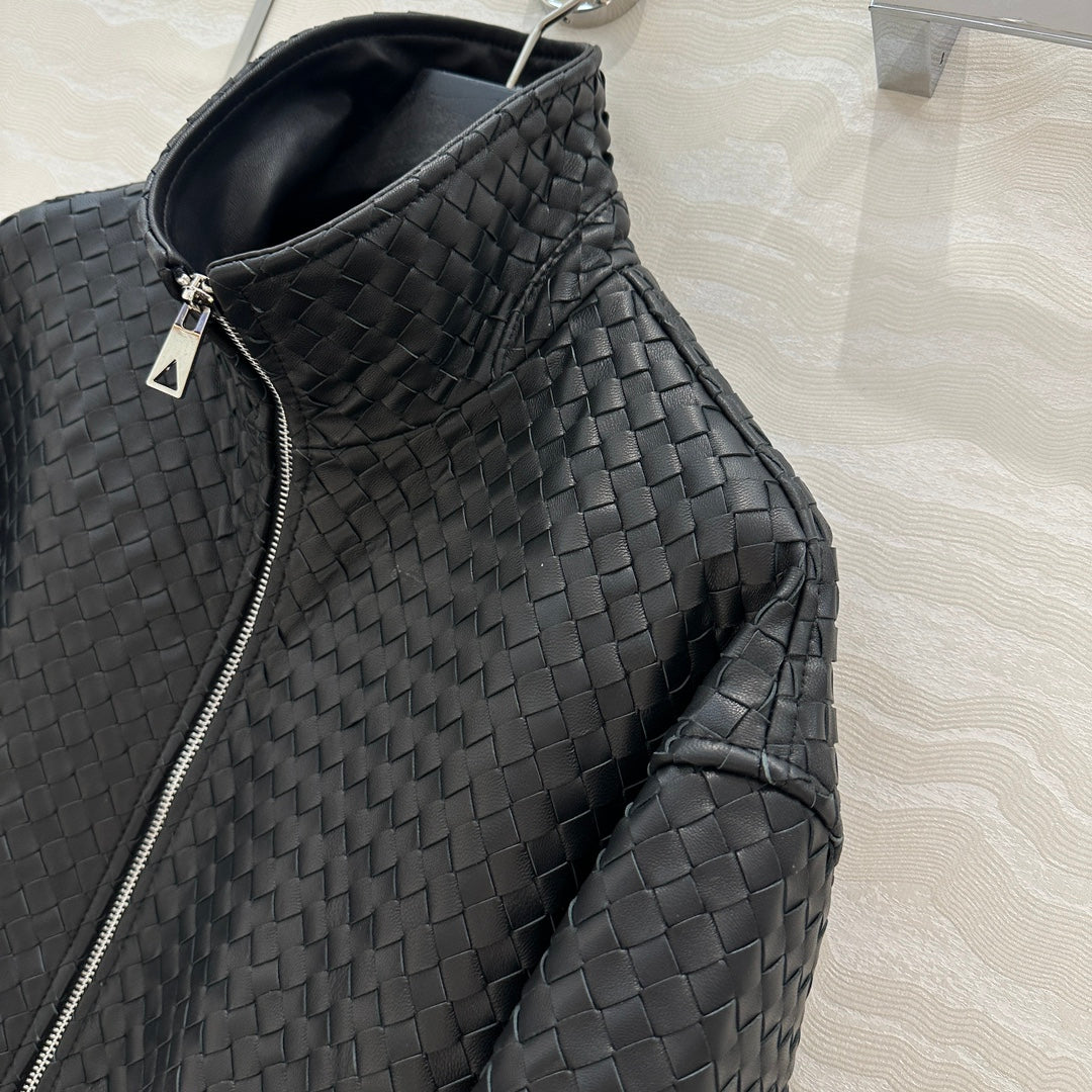 24fw woven leather jacket