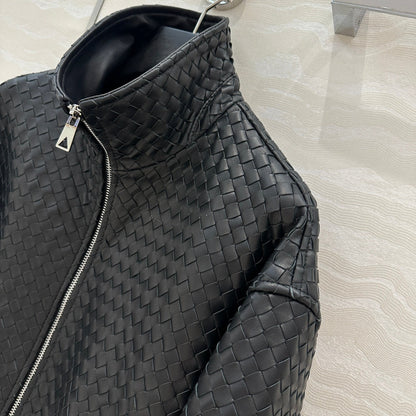 24fw woven leather jacket