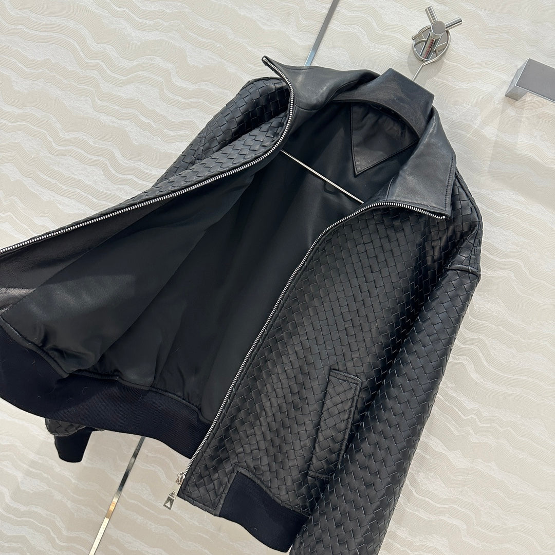 24fw woven leather jacket