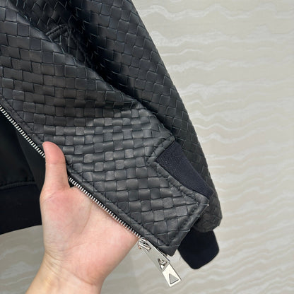 24fw woven leather jacket