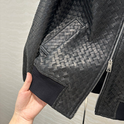 24fw woven leather jacket