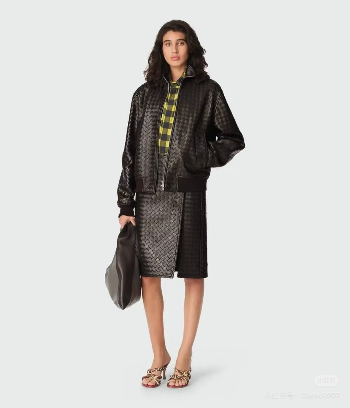 24fw woven leather jacket