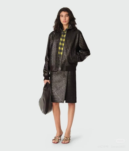 24fw woven leather jacket