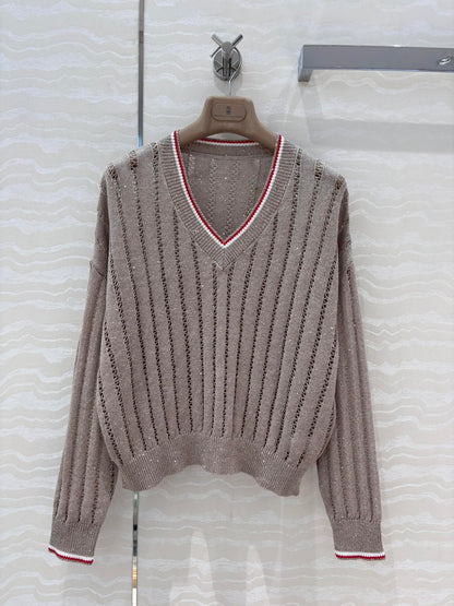 v neck knitted sweater