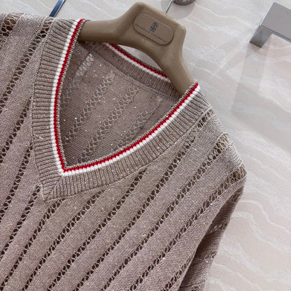 v neck knitted sweater