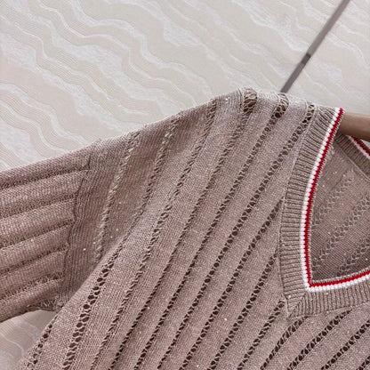 v neck knitted sweater