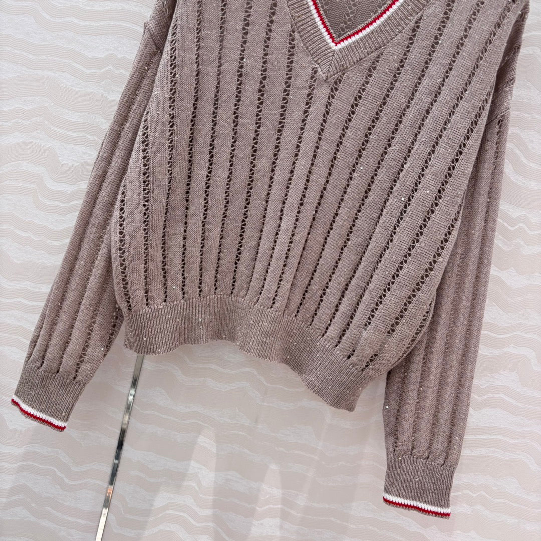 v neck knitted sweater