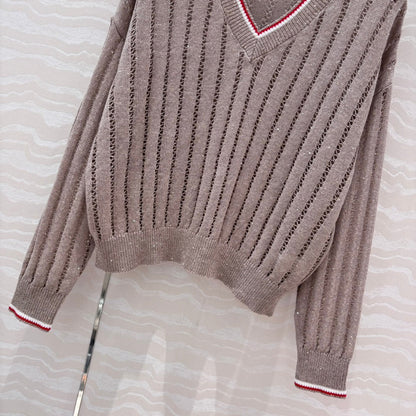 v neck knitted sweater