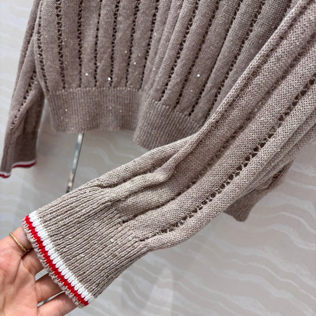 v neck knitted sweater