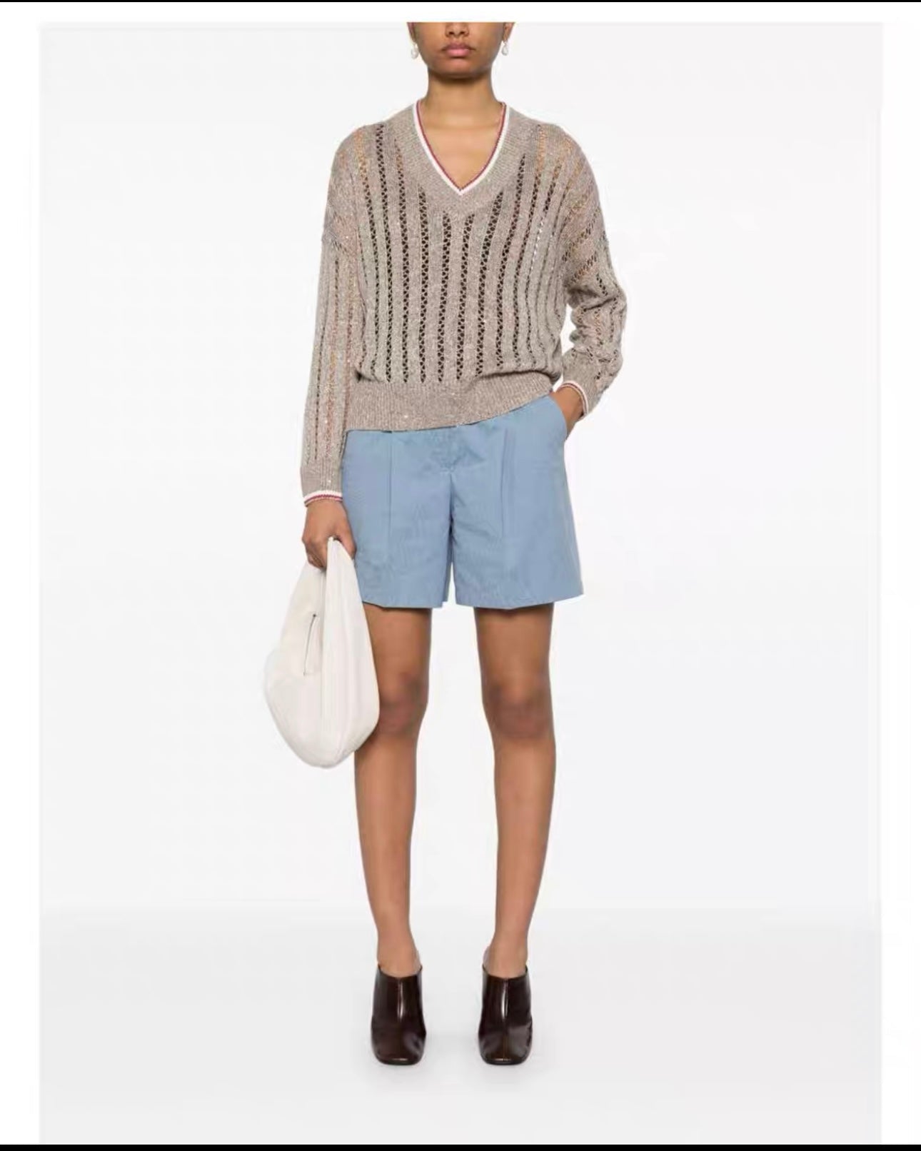 v neck knitted sweater