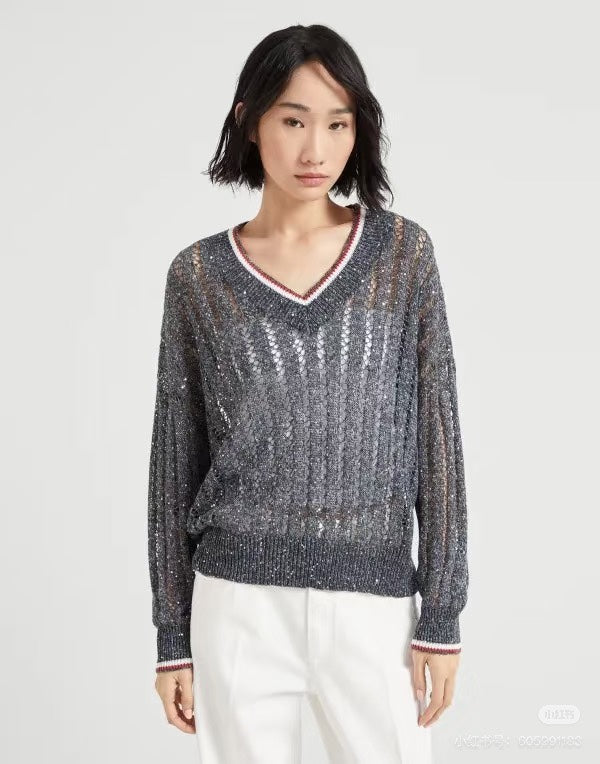 25ss v neck knitted sweater