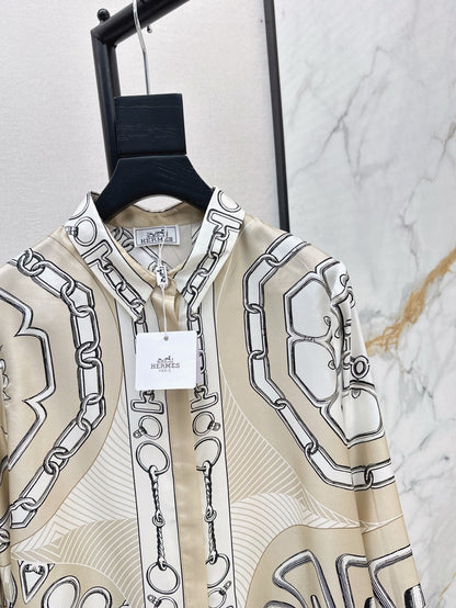 H 25ss silk buttons shirt