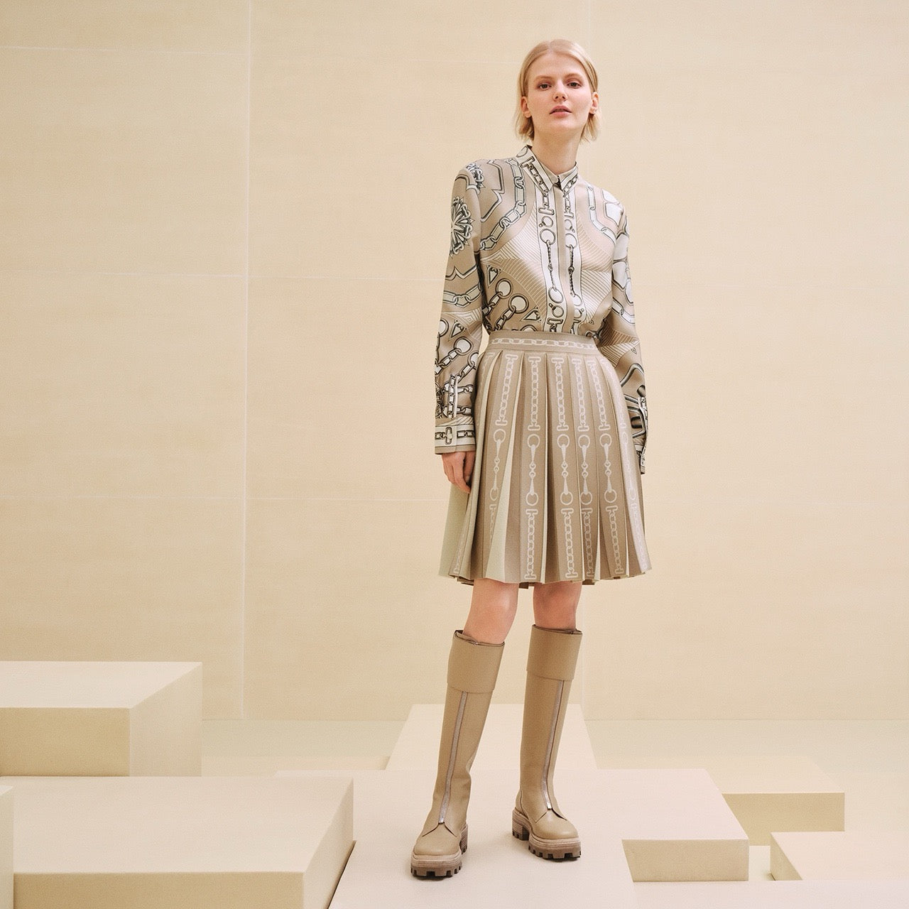 H 25ss silk buttons shirt