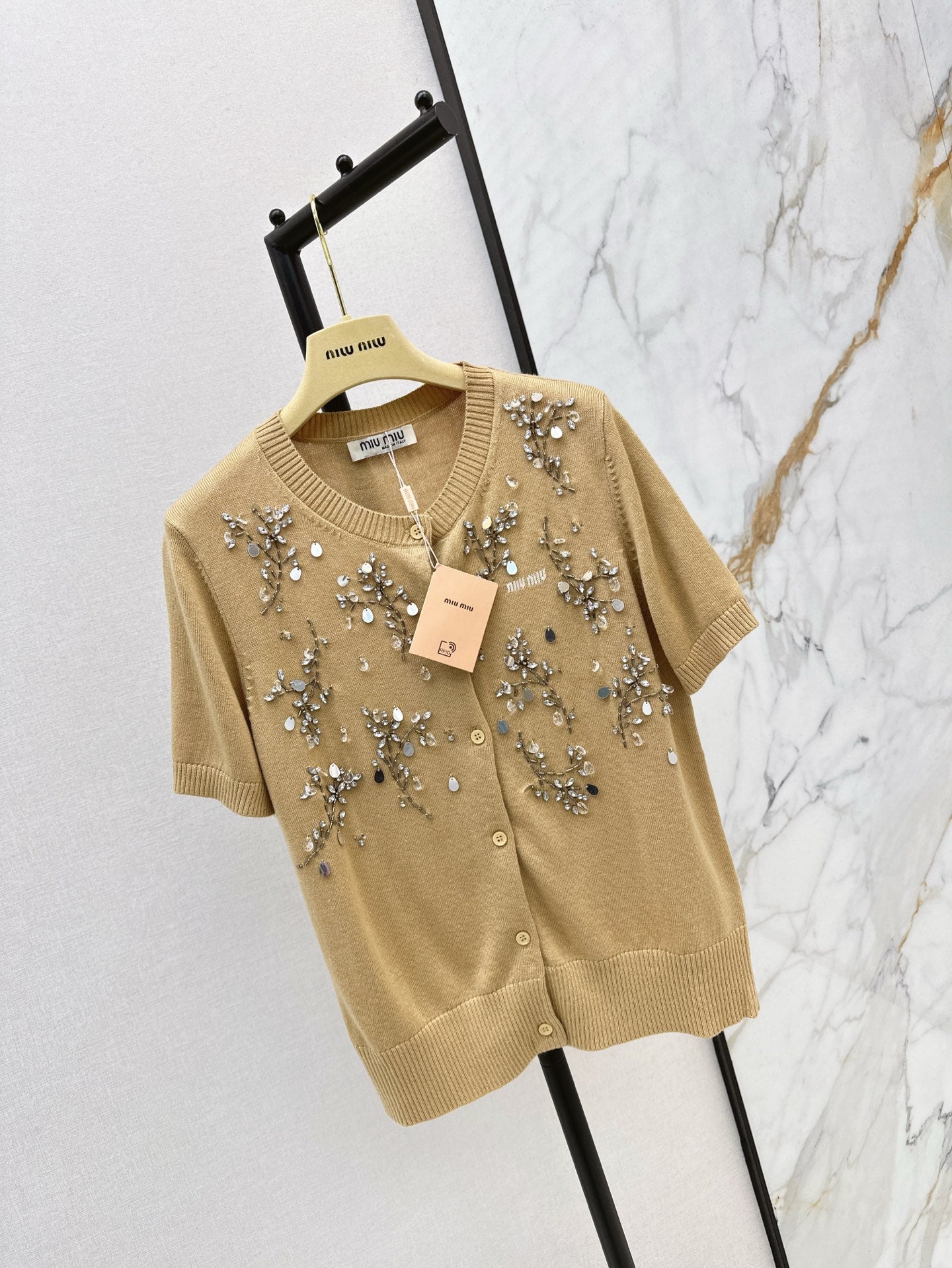 25ss beaded knitted cardigan