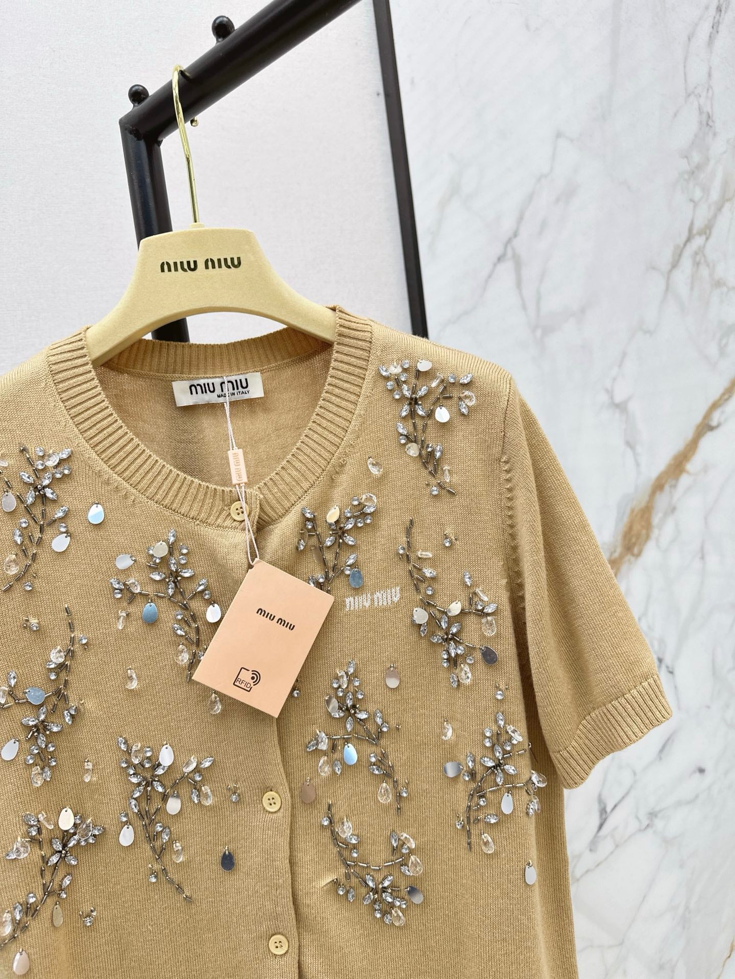 25ss beaded knitted cardigan