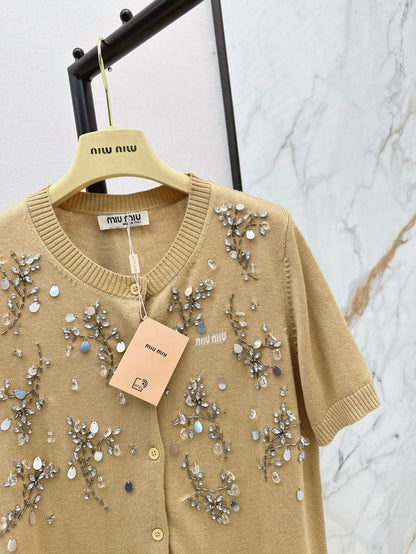 25ss beaded knitted cardigan