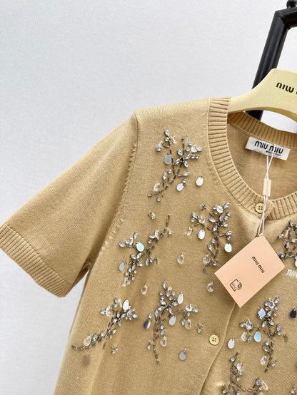 25ss beaded knitted cardigan