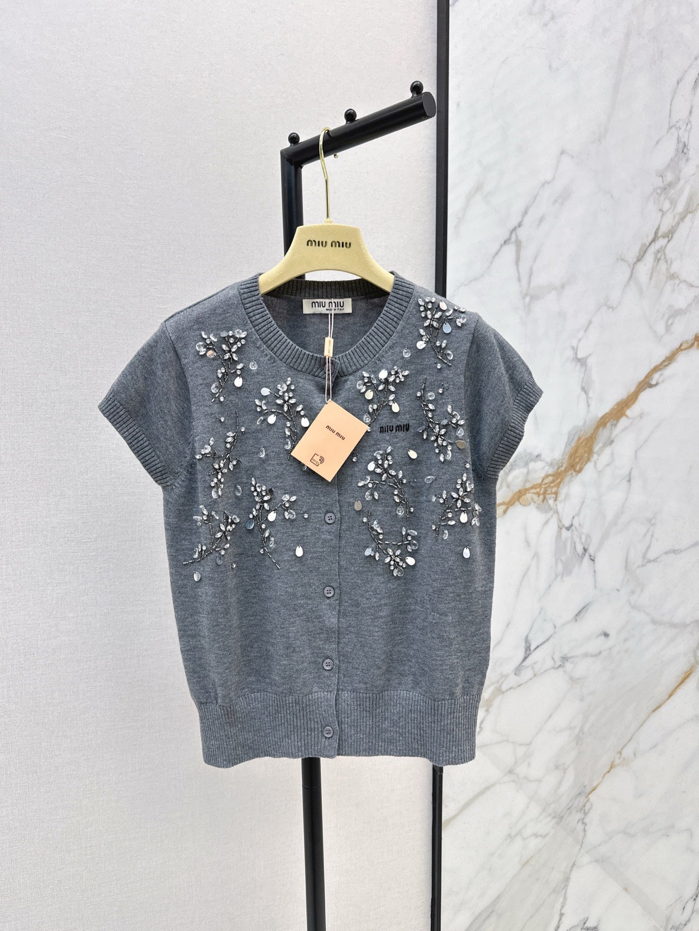 25ss beaded knitted cardigan