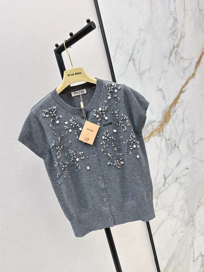 25ss beaded knitted cardigan