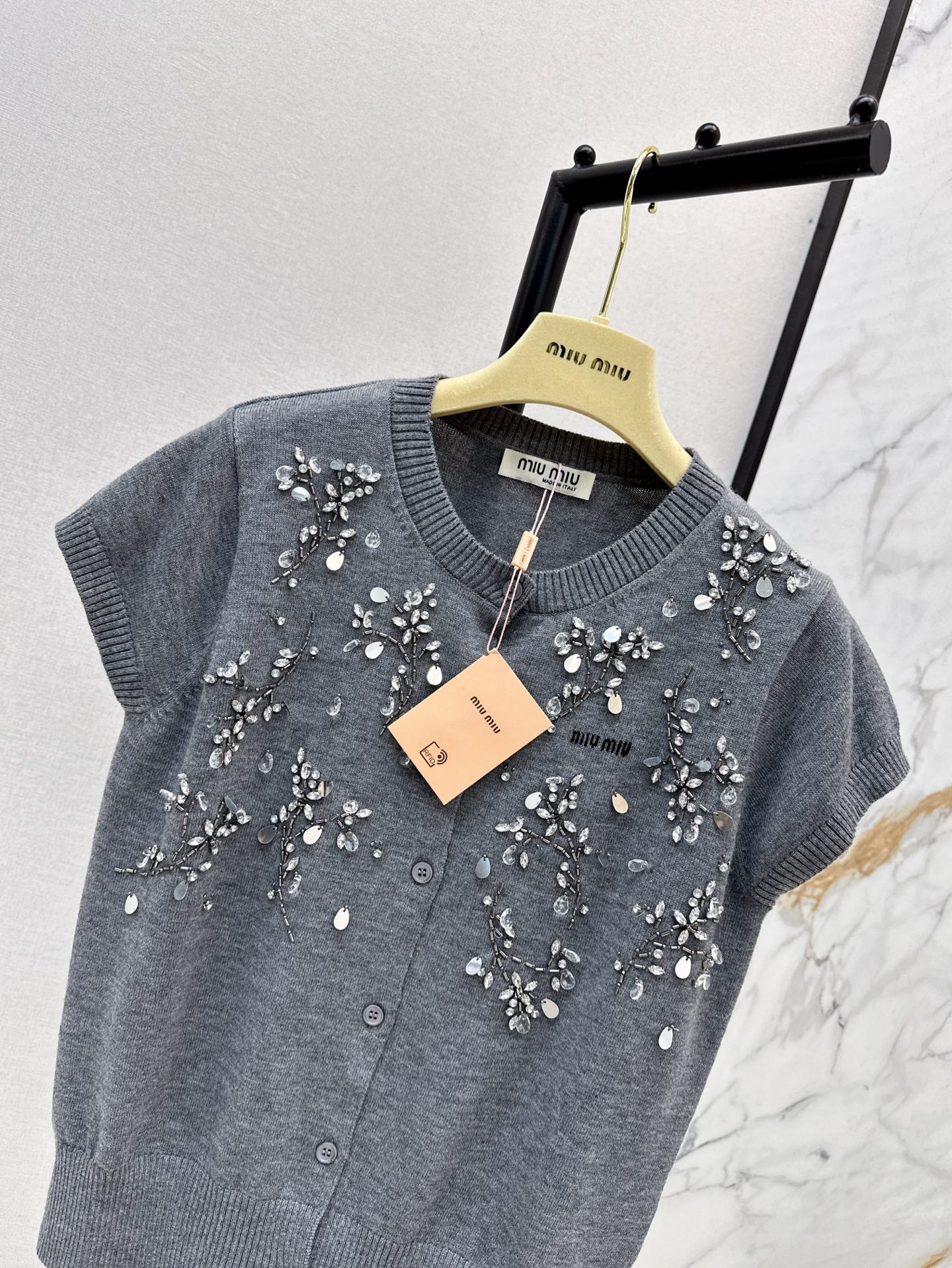 25ss beaded knitted cardigan