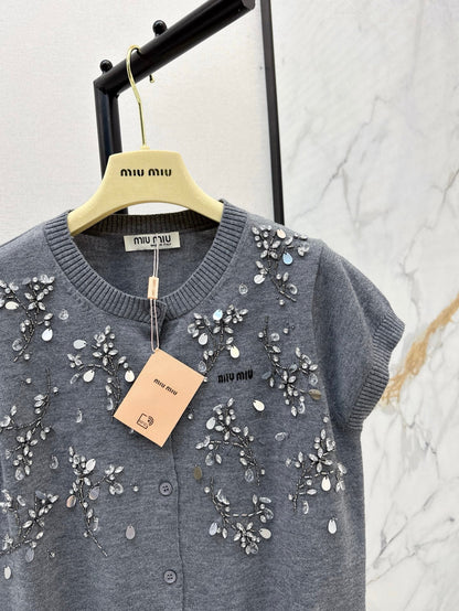 25ss beaded knitted cardigan