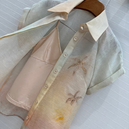 25ss silk 2piece shirt set