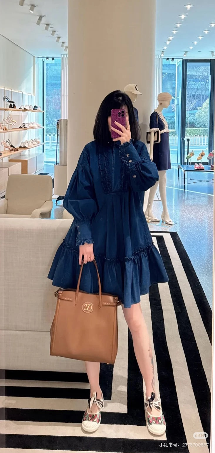 25ss retro denim dress