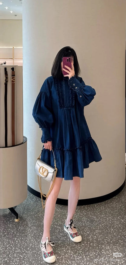 25ss retro denim dress