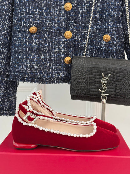 R Vi pearls ballerina shoes