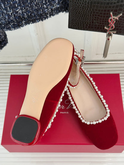 R Vi pearls ballerina shoes