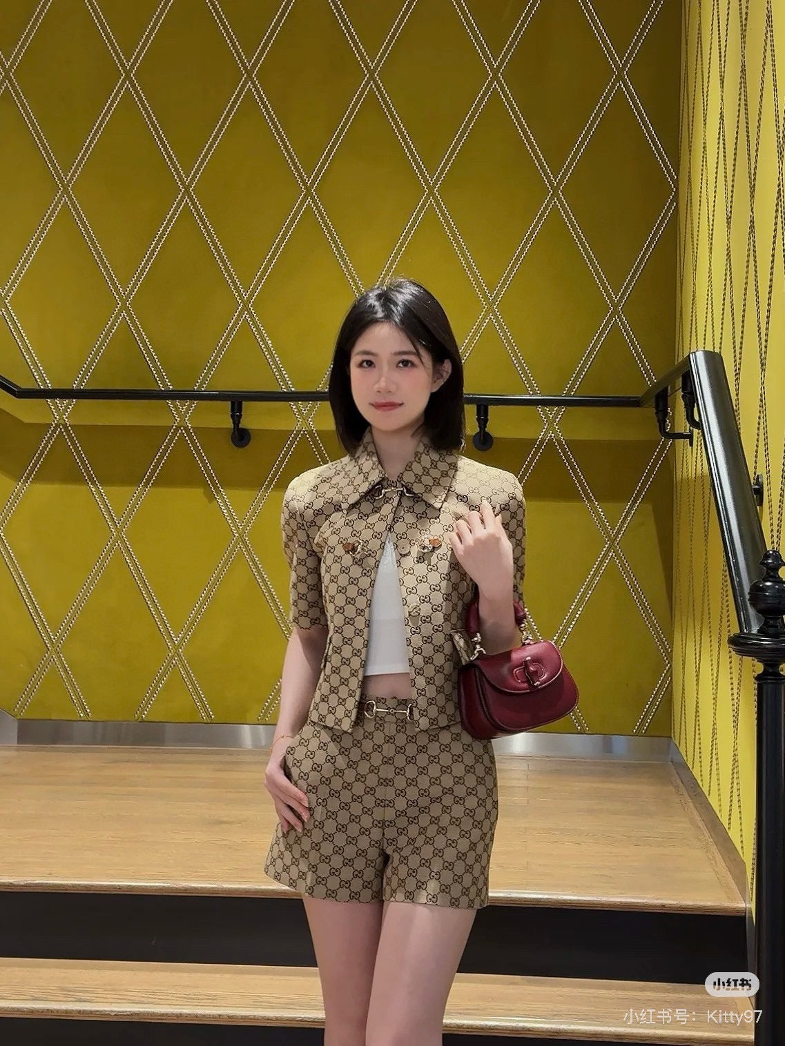 G 25ss jacquard short sleeve suit