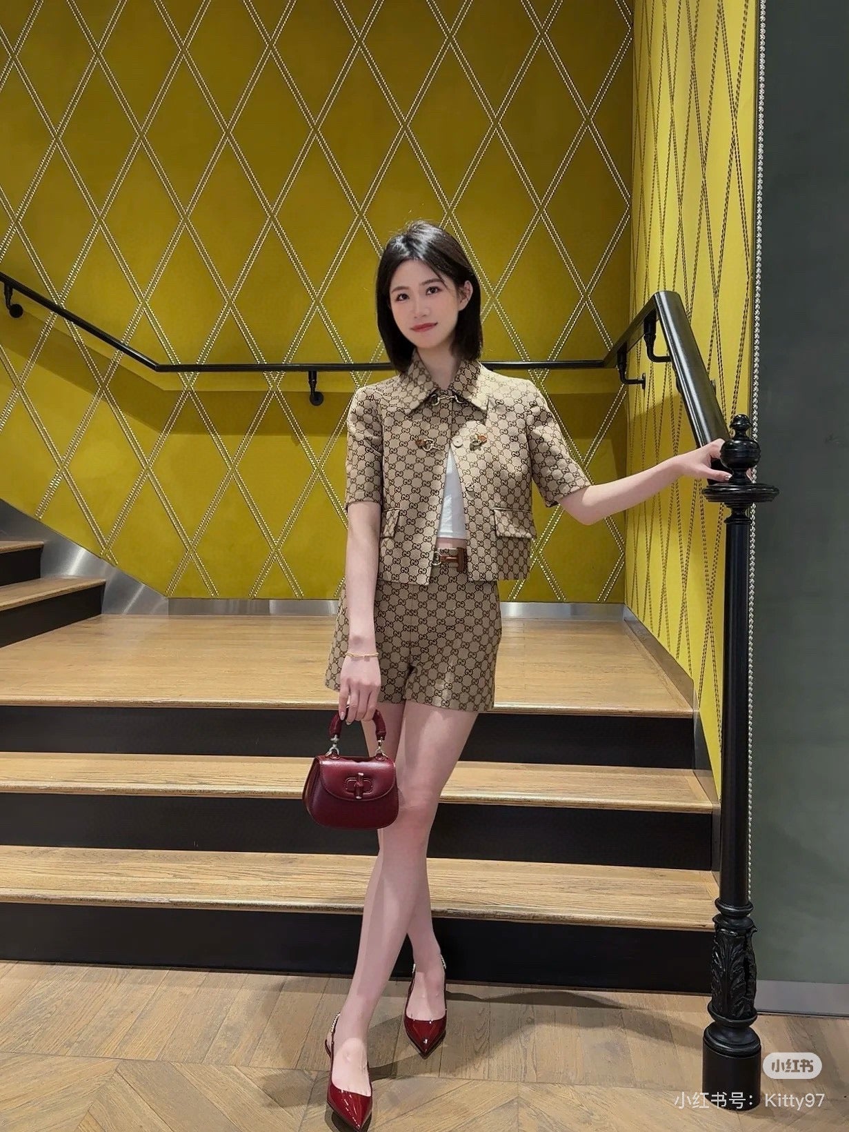 G 25ss jacquard short sleeve suit