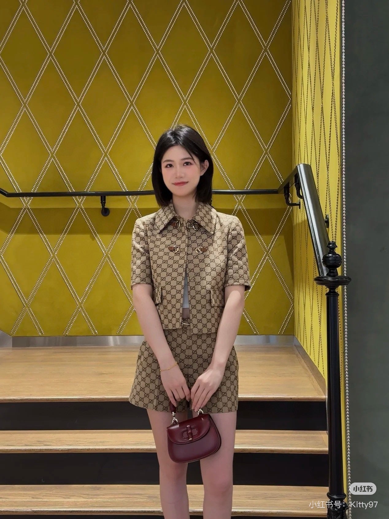 G 25ss jacquard short sleeve suit