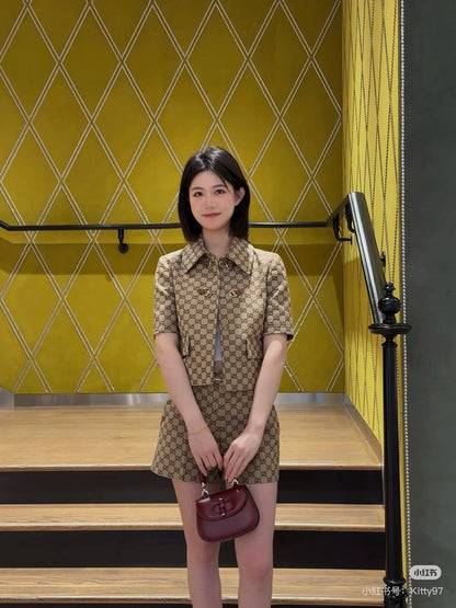 G 25ss jacquard short sleeve suit