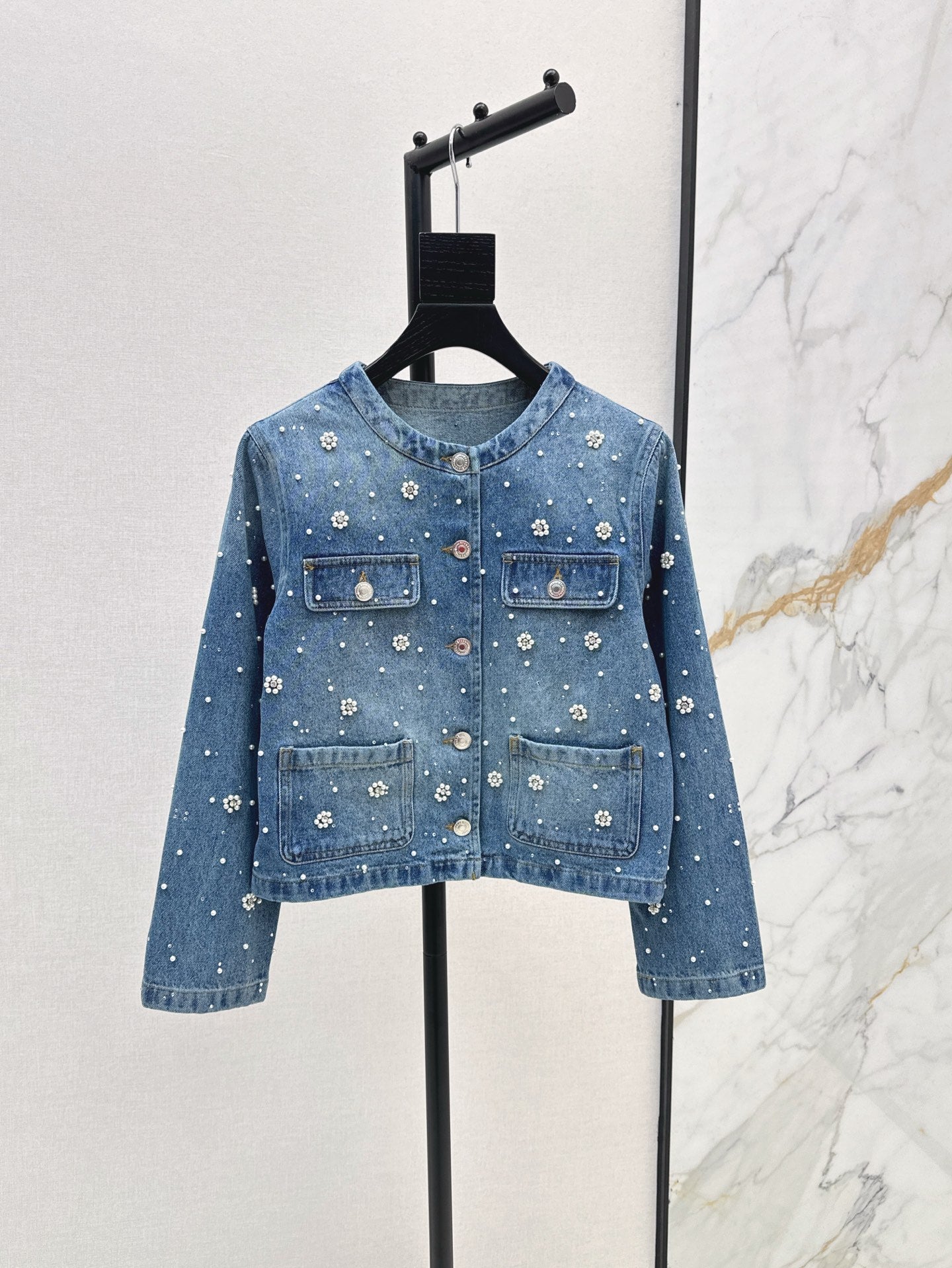 25ss beaded denim jacket