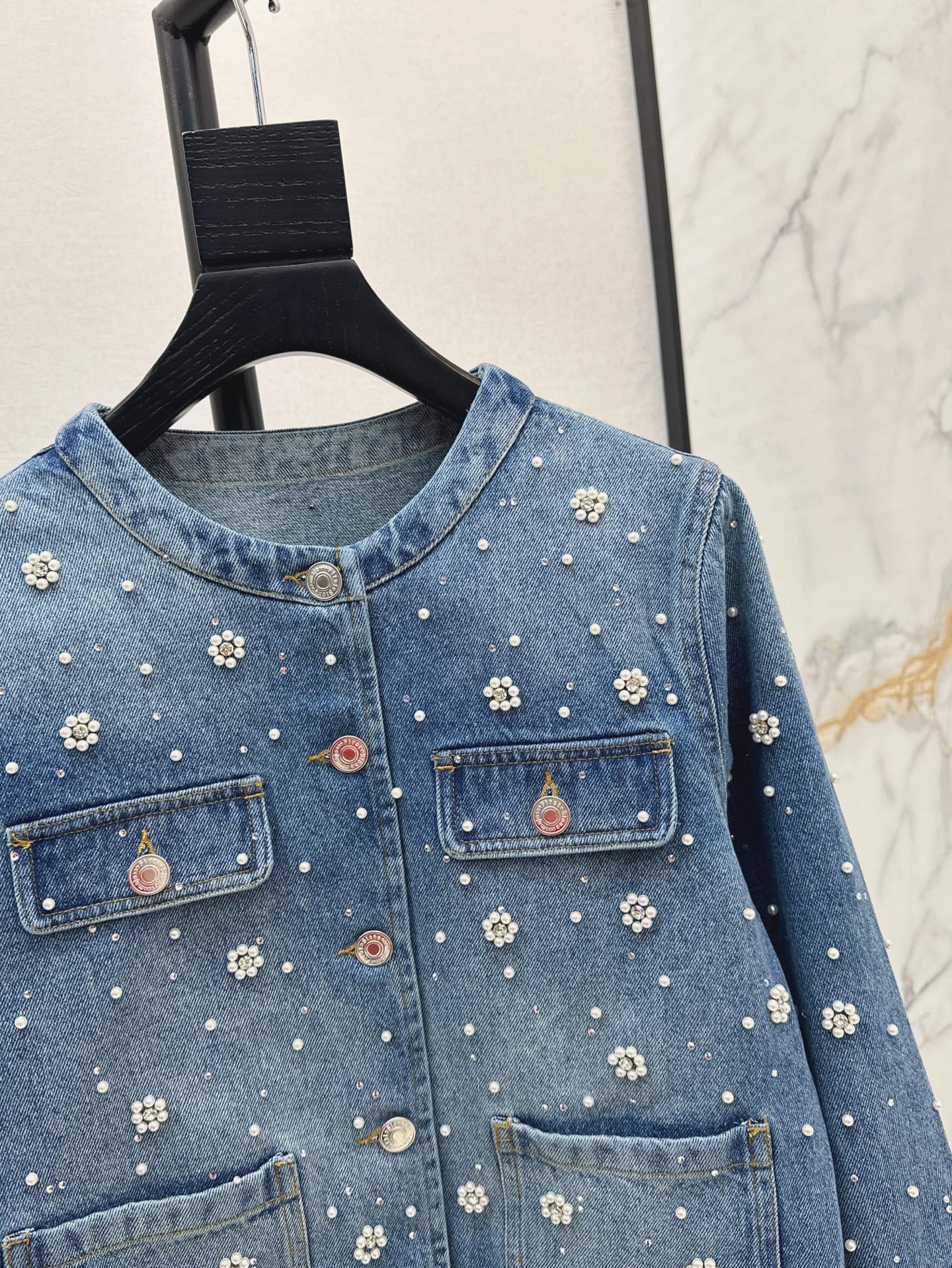 25ss beaded denim jacket