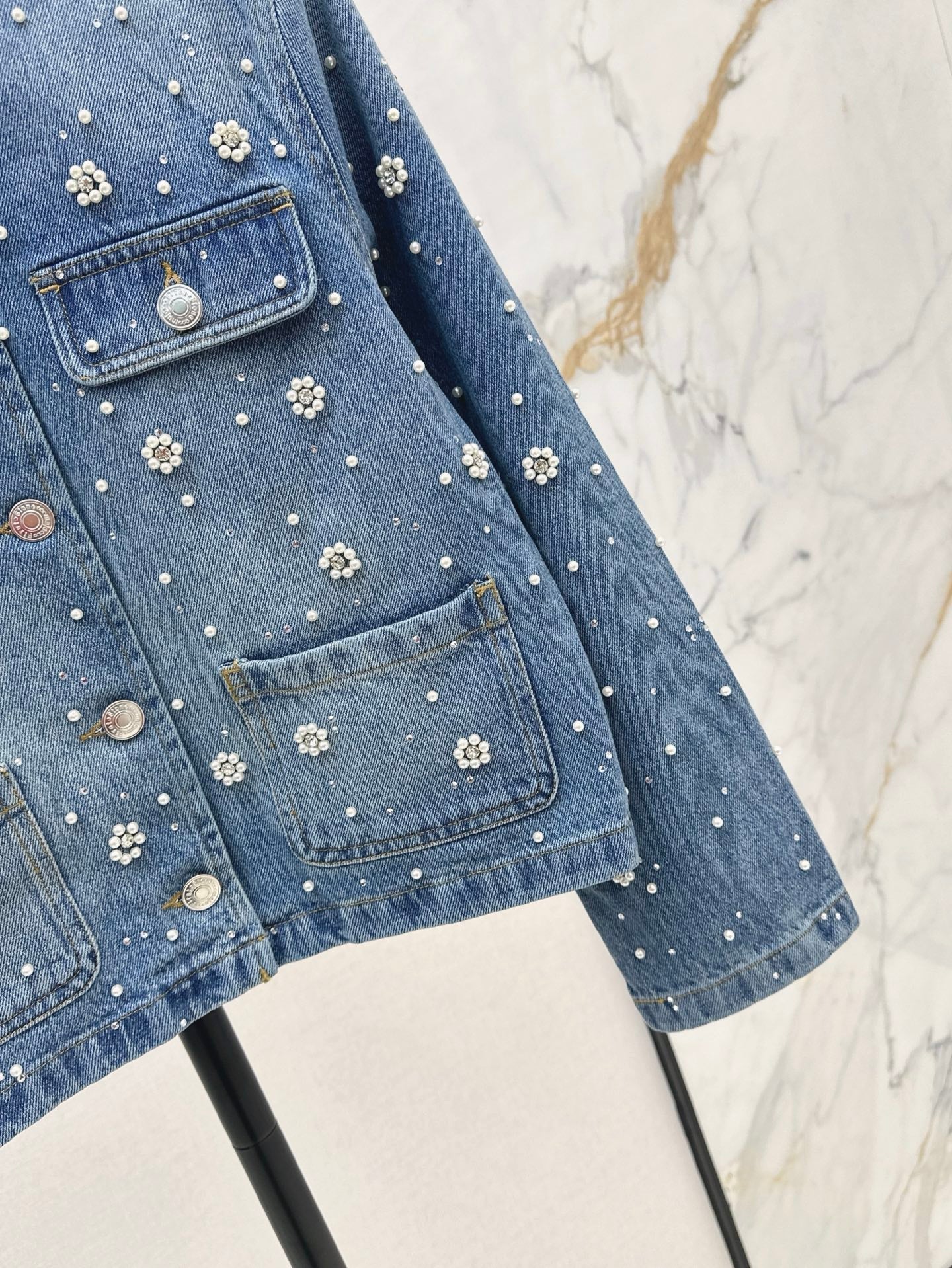 25ss beaded denim jacket