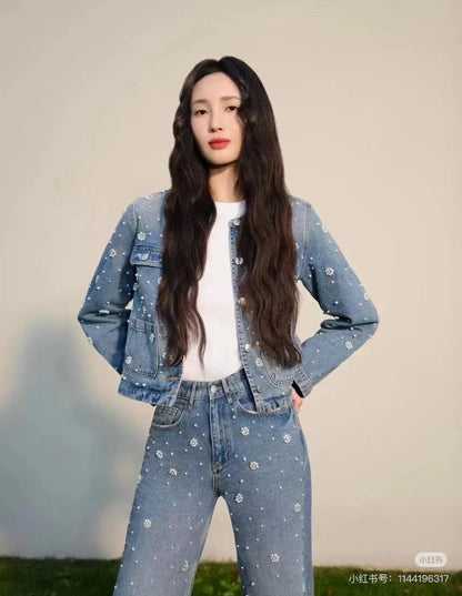 25ss beaded denim jacket