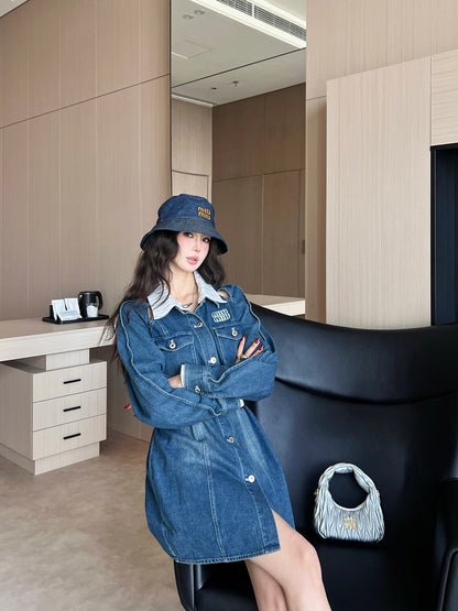 m 25ss denim shirt dress