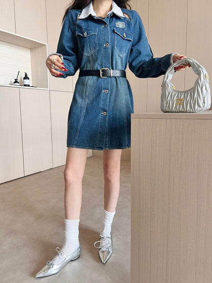 m 25ss denim shirt dress