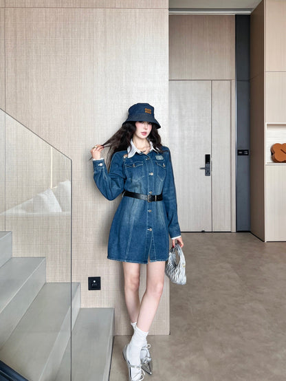 m 25ss denim shirt dress
