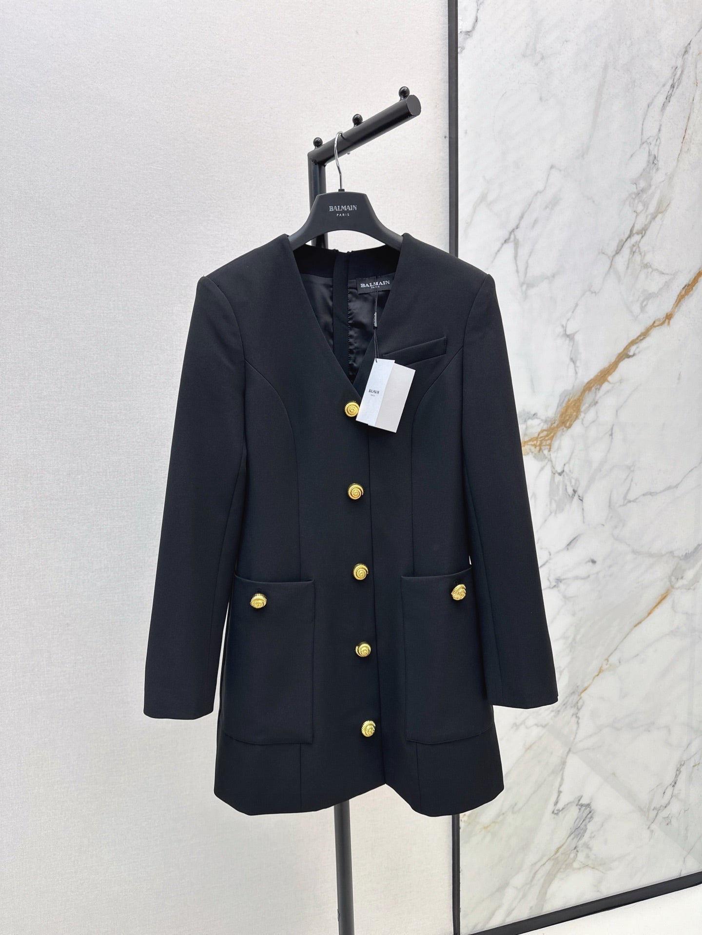 Ba 25ss V neck shirt dress