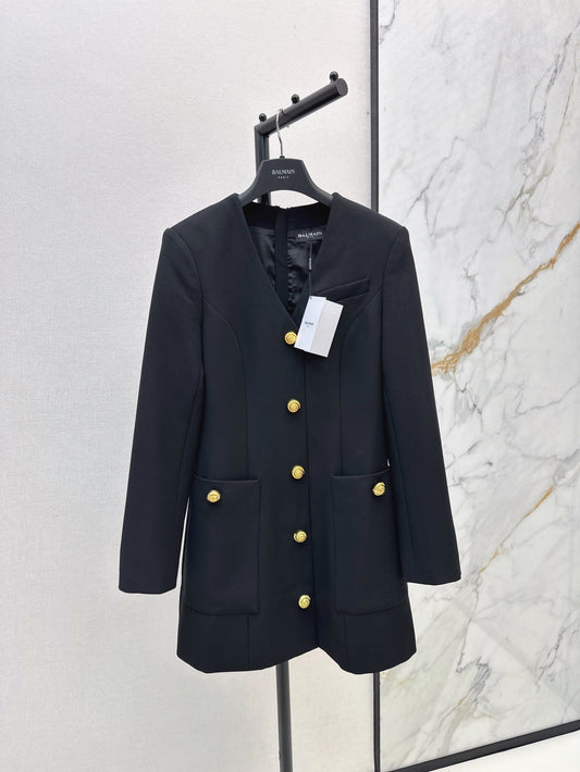 Ba 25ss V neck shirt dress