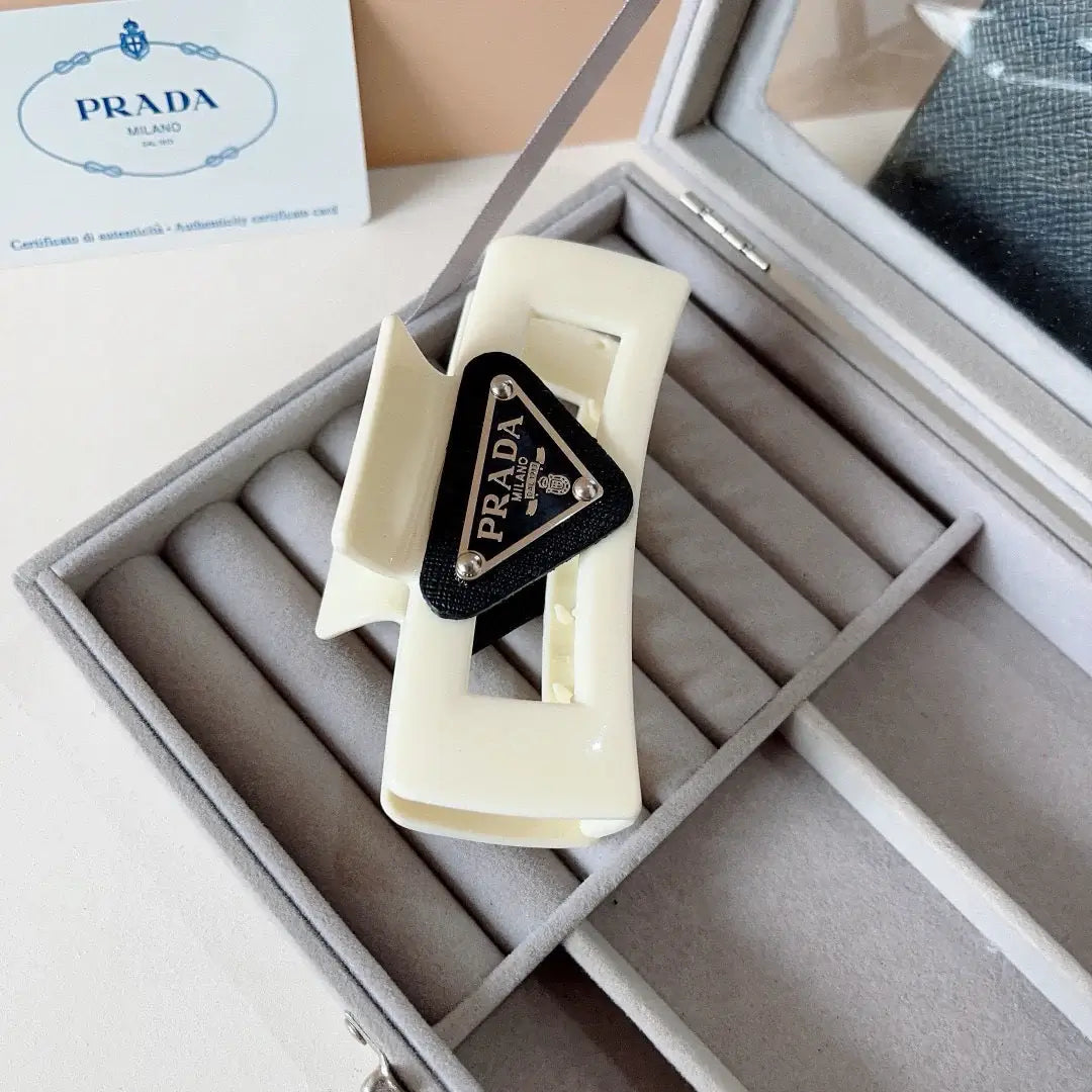 Cream White Square Hair Claw Clip