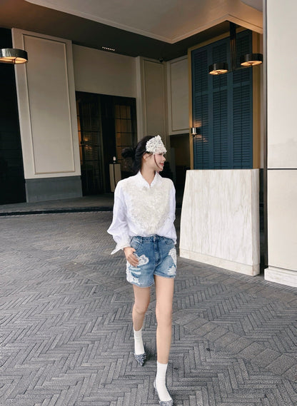 25ss lace buttons shirt