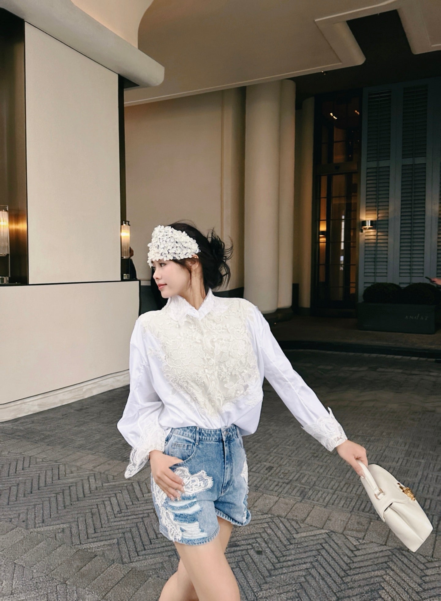 25ss lace buttons shirt