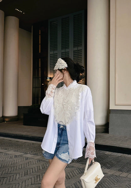 25ss lace buttons shirt