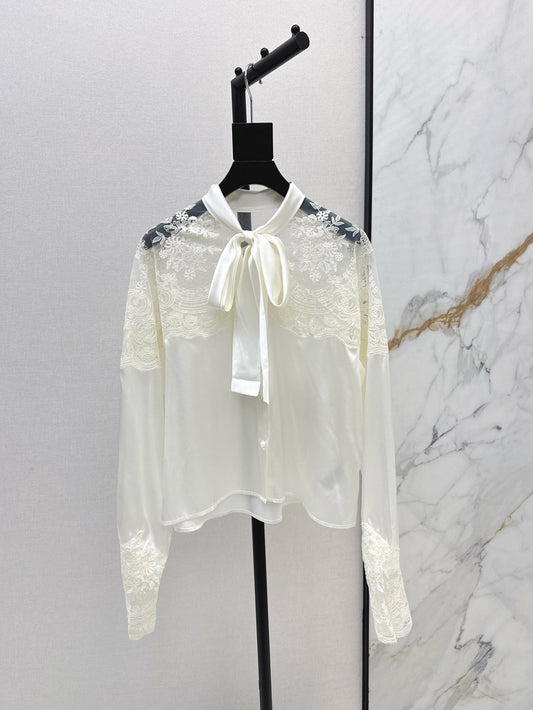 25SS lace Silk shirt